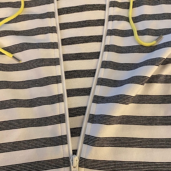 Talbots hoodie- black and white striped yellow trim Size MP.  NWOT - Picture 3 of 7